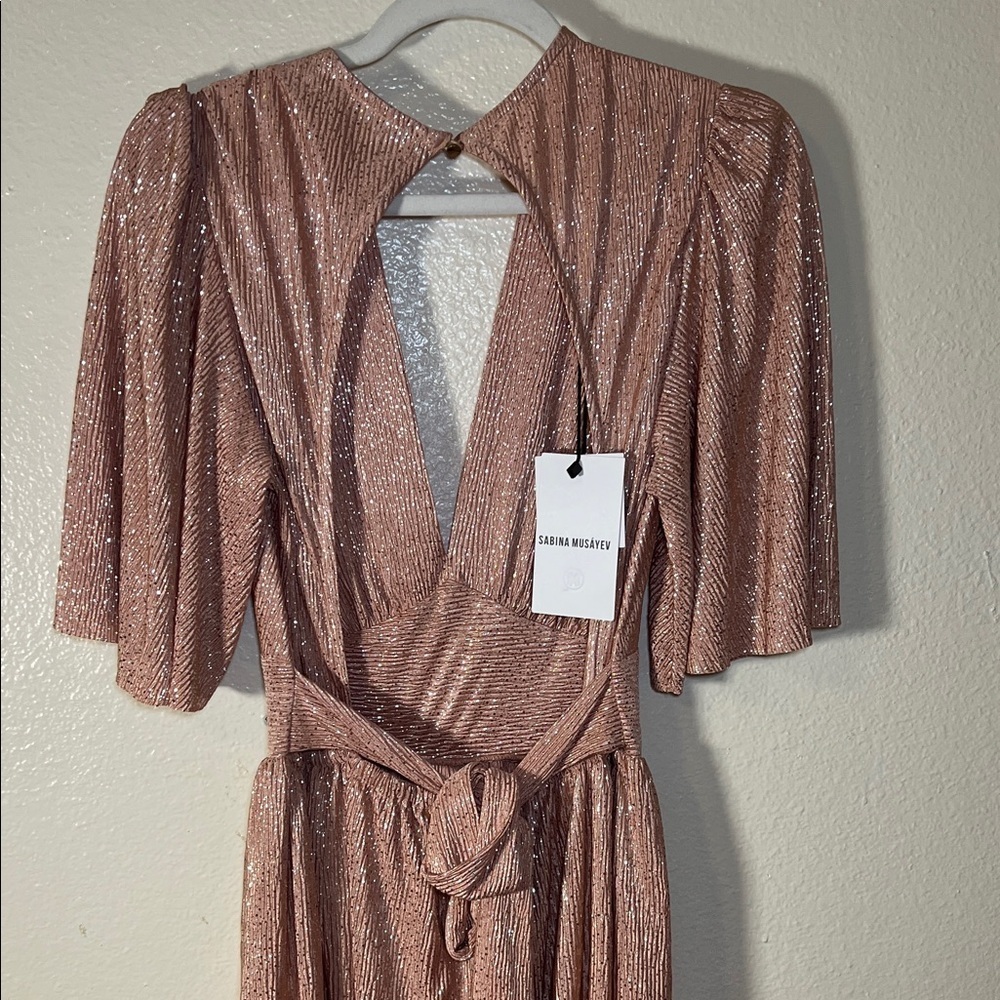 Sabina Musayev pink shimmering Maxi Dress OS - Picture 5 of 13